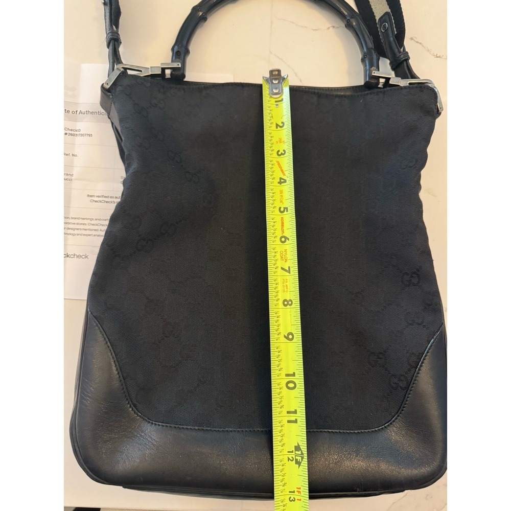Gucci Black Bamboo 2Way Shoulder Bag Canvas Black Authentic - Super Clean w/ COA - Picture 6 of 6